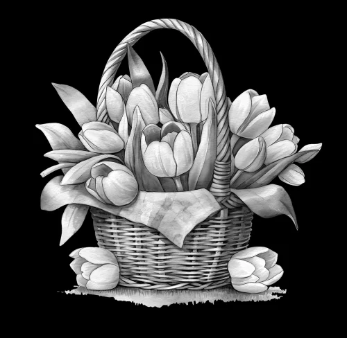 Цветочная композиция 087 (тюльпаны) 